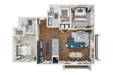 a 1 bedroom floor plan with a living room and a dining room with a kitchen